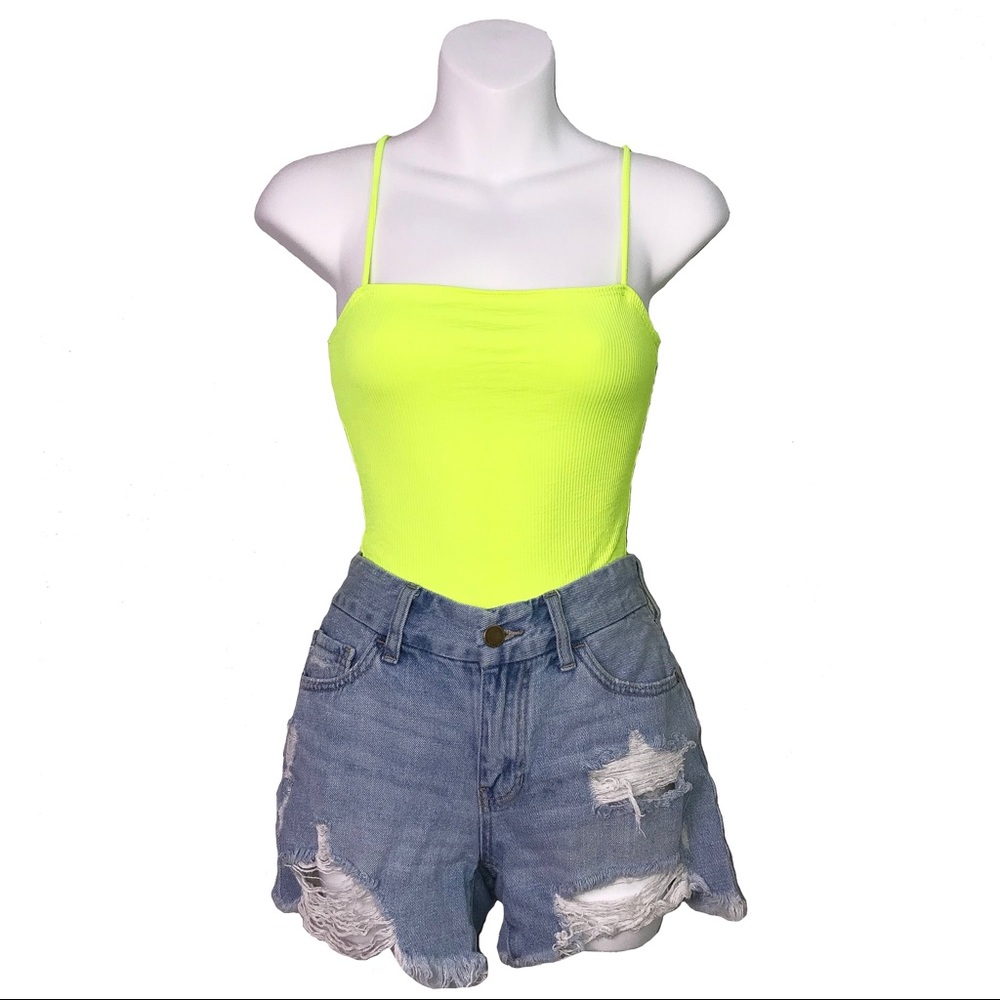 Zara | Bright Neon Square Neck Bodysuit S
